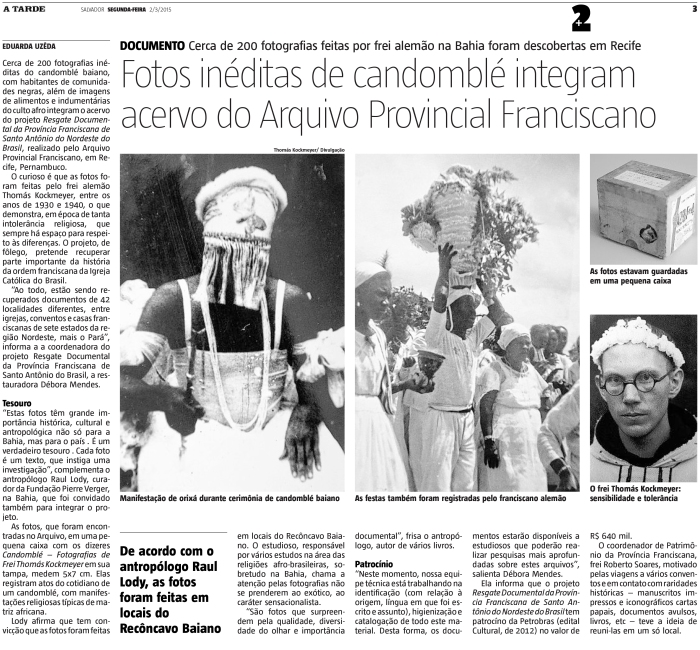 Matéria Publicada no Jornal A Tarde da Bahia